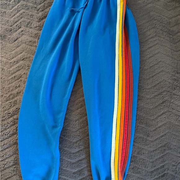 Bundle / lot Aviator Nation Blue Jogger Set with Rainbow Stripes - small - Picture 6 of 8